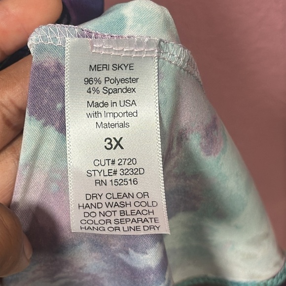 MERI SKYE Asymmetrical Aqua Mauve/Multi Tie Dye Blouse 3X NWT - Picture 5 of 5